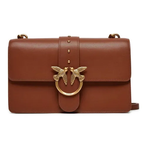 PINKO Love Series GRAIN LEATHER Сумка через плечо Сумка на плечо Маленькая Женская Коричневая