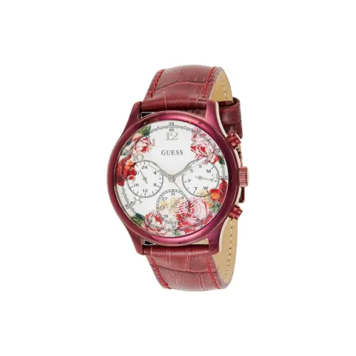 GUESS Наручные часы Кварцевый механизм Кожаный ремешок 40 мм Белый циферблат Женские часы