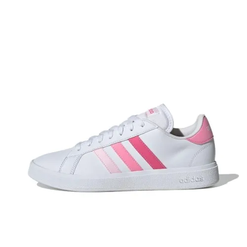 Adidas Grand Court Base 2,0 Slip-resistant Abrasion-resistant Low Top Skateboard Shoes Women's White Pink