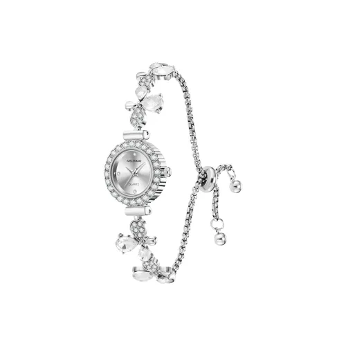 MELSMAO Цветок Тень Лист Элегантность Маленький Круглый Пластина Кварцевый механизм Сплав Ремешок Часы Женские Белый Циферблат