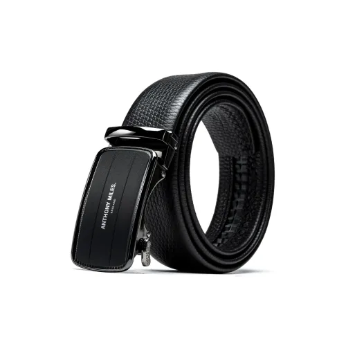 Anthony Miles Ремни из крупнозернистой текстуры коровьей кожи мужской черный 3,5 см