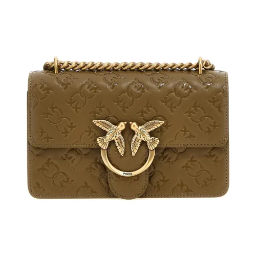 PINKO Love Bag Телячья кожа Сумка через плечо Мини Женская Зеленая