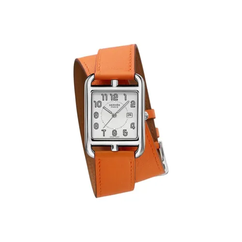 HERMES Cape Cod Collection Наручные часы Кварцевый механизм Коровья кожа Ремешок 29*37 мм Белый циферблат Унисекс