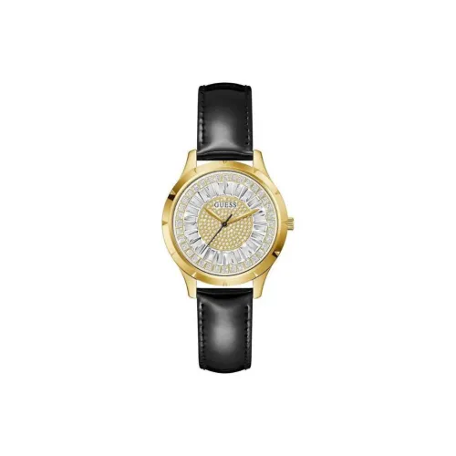 GUESS Наручные часы Кварцевый механизм Кожаный ремешок 36 мм Золотой циферблат Женские часы