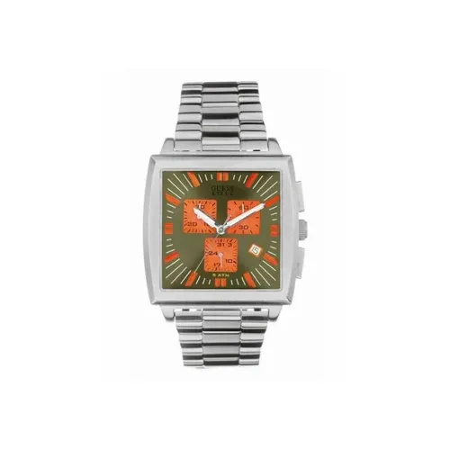 GUESS Мужские часы Кварцевый механизм Ремешок из нержавеющей стали 46 мм Зеленый циферблат