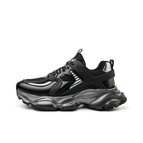 JEEP SPIRIT Амортизация противоскользящий дышащий увеличивающий высоту низкий топ кроссовки с толстой подошвой мужской черный