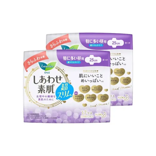 Laurier F Дышащие Длинные Прочные для Ежедневного Использования Хлопковые Санитарные Пads Дружественные к Коже Мягкие Ухода 250 мм 17 Листов * 2 Сумки