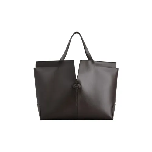 TOD'S Телячья кожа Тоут Сумка Сумка для покупок Сумка среднего размера Женская Коричневая