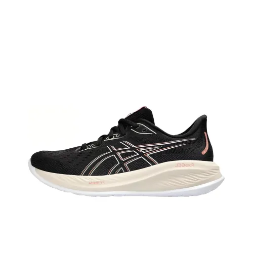 Asics Gel CUMULUS 26 Амортизация Износостойкий Низкий Топ Беговые кроссовки Женские Бежевый Белый Черный