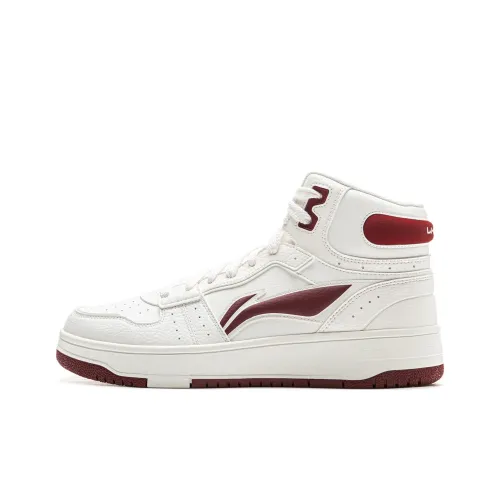 LiNing Tianji SOFT HI противоскользящий устойчивый к истиранию MID верх скейтборд кроссовки Мужской Белый Красный