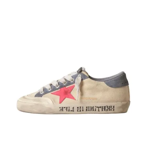 Golden Goose Супер Звезда Penstar Low Топ Скейтборд Кроссовки Женские Бежево-красный Эффект Потертости