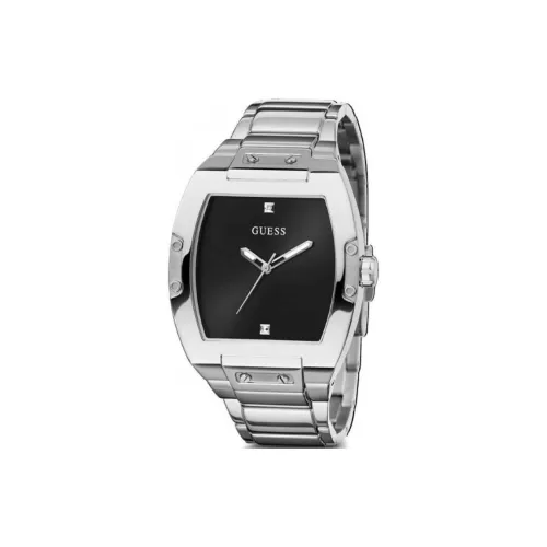 GUESS Мужские часы Кварцевый механизм Ремешок из нержавеющей стали 43 мм Черный циферблат