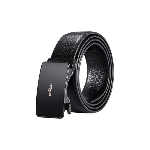 SEVEN Лицевая коровья кожа Металл Кожаные ремни Мужской Gift Box Set + Красная сумка для покупок Случайная отправка