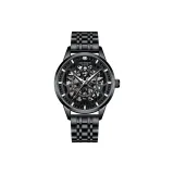 Черный корпус, черный циферблат, стальной ремешок