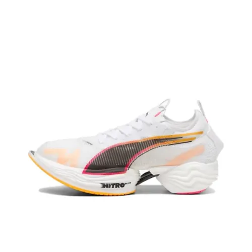 PUMA Fast R Nitro Elite 2 Slip Resistant Abrasion Resistant Низкий Топ Марафон Racing Беговые кроссовки Мужской Белый Желтый