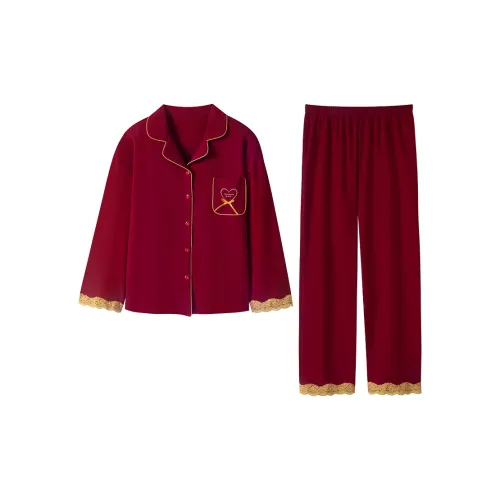 Montagut Pajama Комплект Осенний Зимний Женский Combo Set Красный