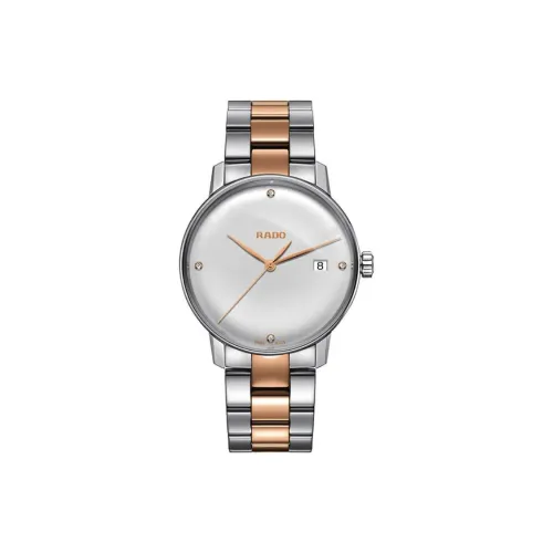 RADO Crystal Sparkle Collection Кварцевый механизм Мужские часы Циферблат 37,7 мм Белый корпус из нержавеющей стали