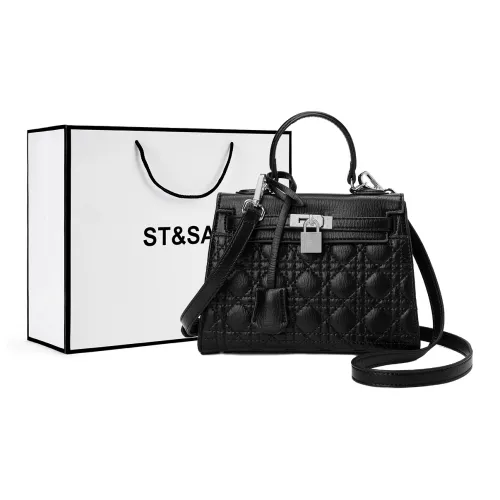 ST SAT Синтетическая кожа Одно плечо Сумка Обычный Женский Черный Золото Черный Серебряный