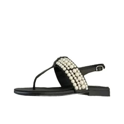 CHANEL 23P SS One Ремень Сандалии Женские Черный