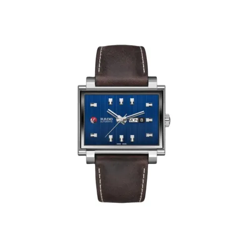 RADO Автоматический Механический Часы Мужские 44 мм Синий Циферблат Титановый Сплав Корпус Часы Коровья Кожа Ремешок