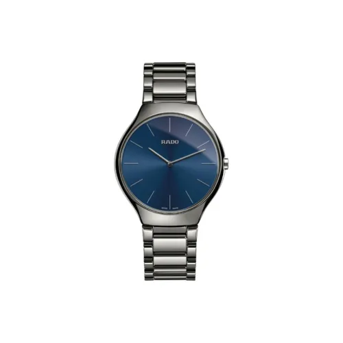 RADO True Thinline Collection Кварцевый механизм Мужские часы Часы 39 мм Синий циферблат Керамика Корпус часов Керамика Ремешок