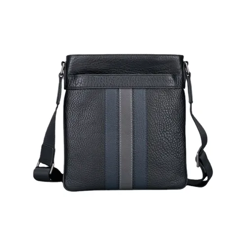 DOSRFINI Сумка через плечо из коровьей кожи Мужская Черная