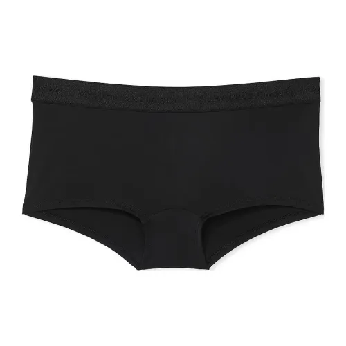 Victoria's Secret Хлопок Логотип Хлопок Boyshort Panty Черные Трусы Женские 1 Пачка Черные