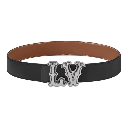 LOUIS VUITTON Кожаные ремни Мужской Черный 4CM