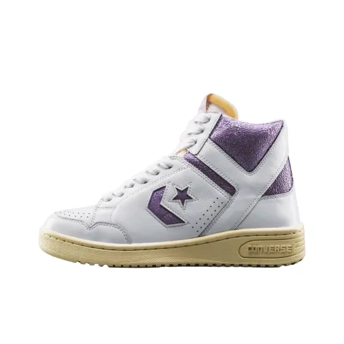 Конверс Weapon Slip-resistant Abrasion-resistant High-top Скейтборд Кроссовки Unisex Белый Фиолетовый