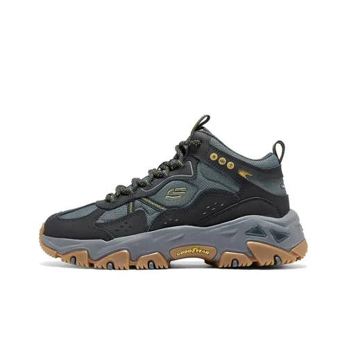 Skechers Износостойкий Дышащий Увеличивающий Высоту MID Топ Повседневная Обувь Мужская Черный Серый Желтый