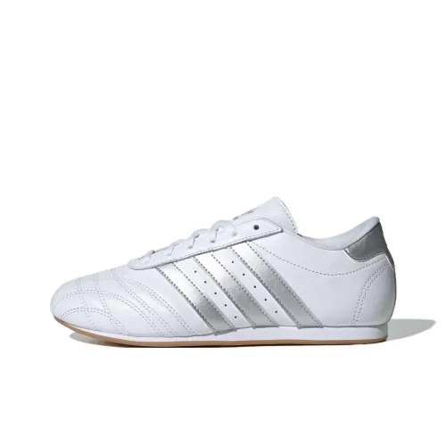 Adidas Originals Taekwondo Slip Resistant Abrasion Resistant Низкий Топ Повседневная Обувь Унисекс Белый Серебряный