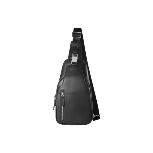 VIHUS Сумка через плечо из крупнозернистой текстуры коровьей кожи сумка-слинг стандартная мужская черная