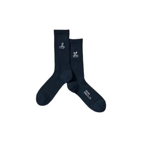 UNIQLO 1 шт Морской синий Унисекс MID Носки до икры