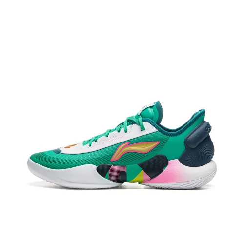 LINING Yushuai 18 V2 Противоскользящие Устойчивые к износу Низкий Топ Баскетбольные Кроссовки Мужские Зеленый Белый