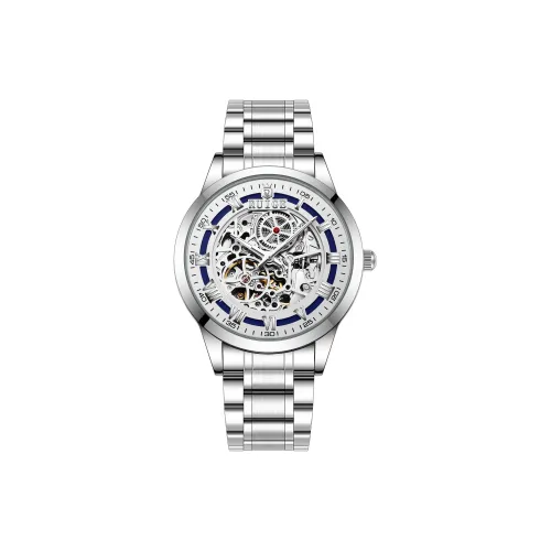 RUIGE Автоматический Механический Механизм Нержавеющая Сталь Ремешок Часы Мужские Часы Скелетный Циферблат