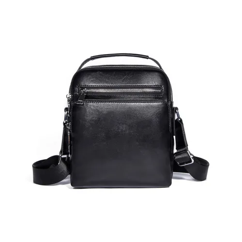 DOSRFINI Сумка через плечо из коровьей кожи обычная мужская черная