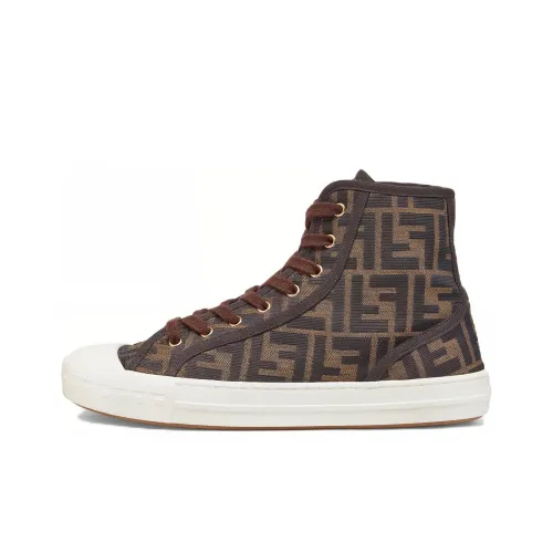 FENDI Domino High Топ Стильные Скейтбординги Женские Коричневый
