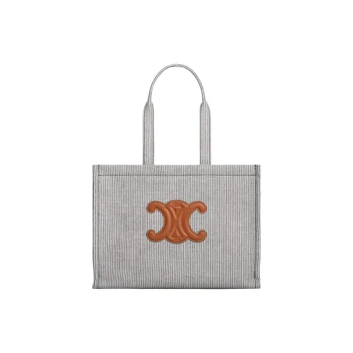 CELINE Cabas Телячья кожа ткань покрытие тоут сумка сумка для покупок большая женская морской синий