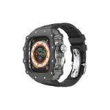 Углеродное волокно | Прозрачный средний каркас | Sharkskin фторкаучук [Черная полоска + Серебряная бабочка пряжка]