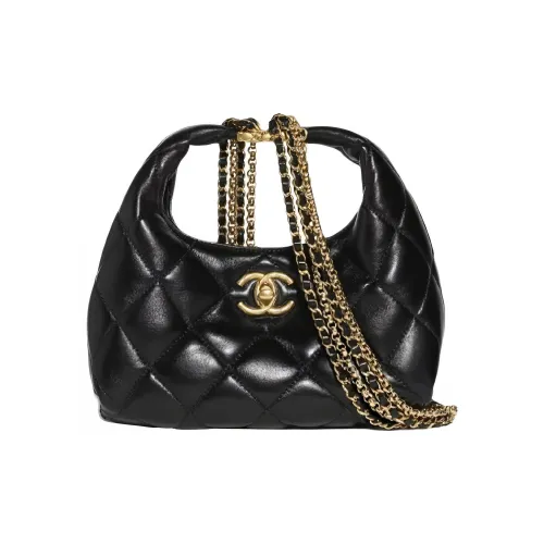 CHANEL Sheepskin Crossbody Bag Women's Black