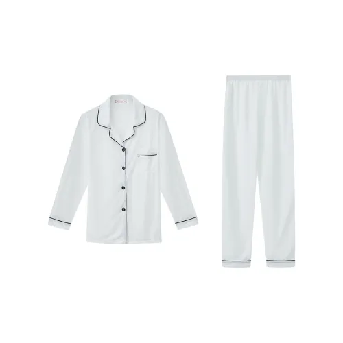 Сон Длинный Sleeved Брюки Кардиган Домашняя одежда Для студентов в общежитиях и домах Готовая к верхней одежде Женская Белая