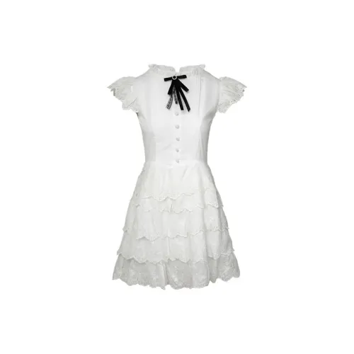 Vine Color Без рукавов Платье Женское Белое