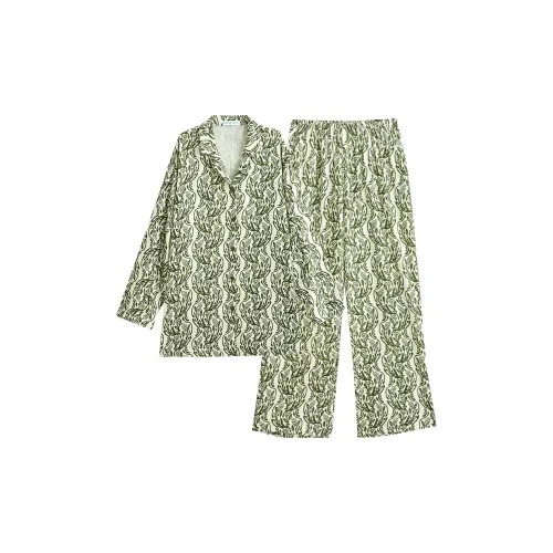 Same Language Пижамный комплект Женские Бумага Белый Чернила Черный Лоза