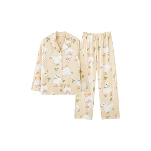 Kerener Pajama Комплект Женский Бежевый Желтый