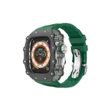 Углеродное волокно | Прозрачный средний каркас | Sharkskin фторкаучук [зеленый ремень + серебряная бабочка пряжка]