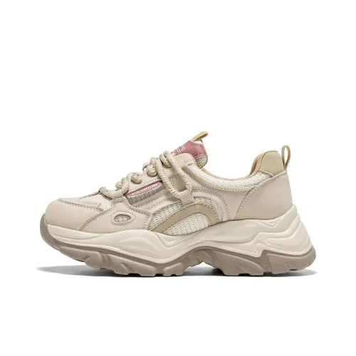 Spider King Low Топ Толстая подошва Кроссовки Женские Абрикос