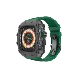 Углеродное волокно | Прозрачный черный средний каркас | Sharkskin фторкаучук [зеленый ремень + черная бабочка пряжка]