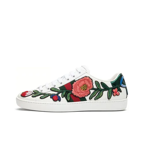 GUCCI Ace Вышитый Цветочный Стильный Скейтбординг Женские Белые