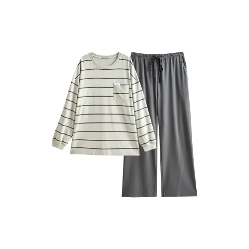 Same Language Пижамный комплект Мужской Теплый Абрикосовый Фиолетовый Серый