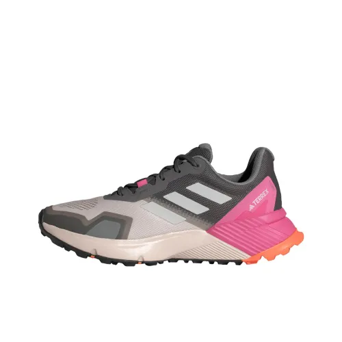 adidas Terrex Soulstride Slip Resistant Abrasion Resistant Низкие Кроссовки для Беговых Пути Женские Черный Розовый Серый